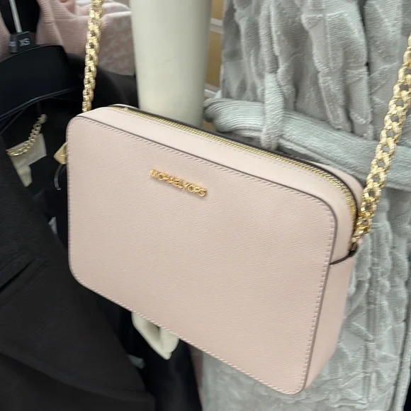 Michael Kors Jet Set Item Large East West Zip Crossbody Leather Powder Blush - Picture 16 of 16